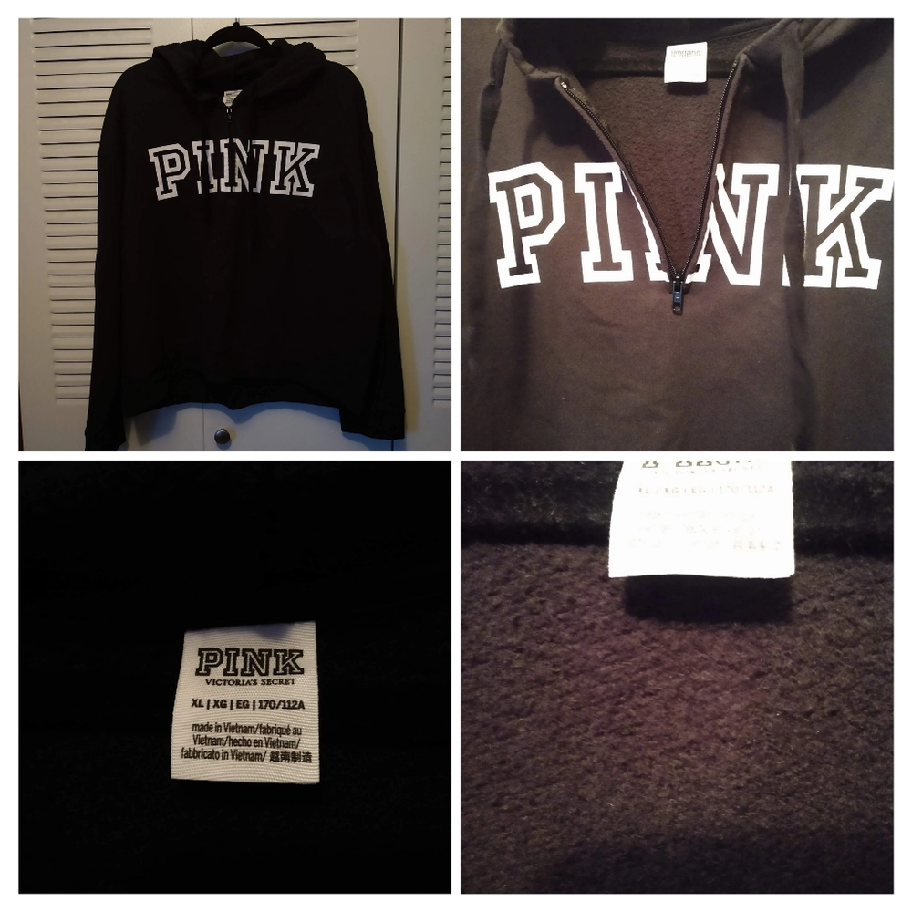Pink Victoria Secret 1/4 zip cropped hoodie Sz XL.